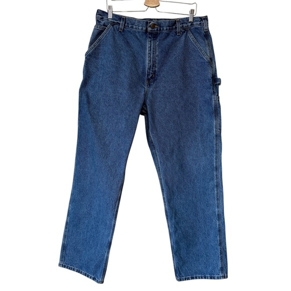 Carhartt Other - Carhartt Jeans Mens 38 X 32 Blue Denim Cotton Carpenter Double Knee Work Wear